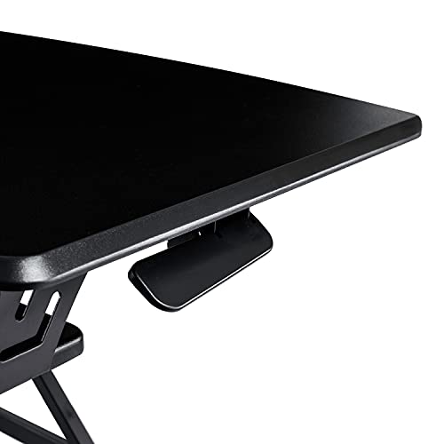 Seville Classics airLIFT Workstation Ergonomic Dual Monitor Riser with Keyboard Tray and Phone/Tablet Holder, Compact (30"), Black/Black
