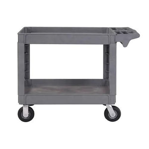 Global Industrial Large Deluxe 2 Shelf Plastic Cart with 6" Pneumatic Casters, 46"L x 25"W x 35"H