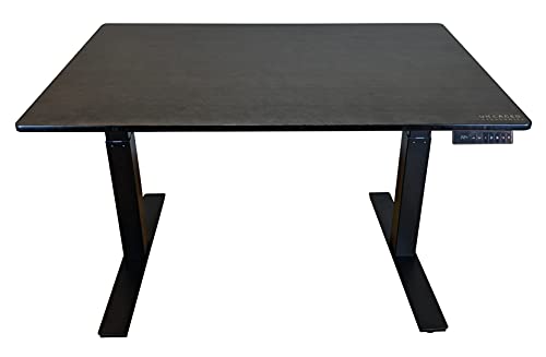 Rise UP Dual Motor Electric Standing Desk 48x30" Black Bamboo Desktop Premium Ergonomic Adjustable Height sit Stand up Home Office Computer Desk Table Motorized Powered Modern Furniture Small Standup
