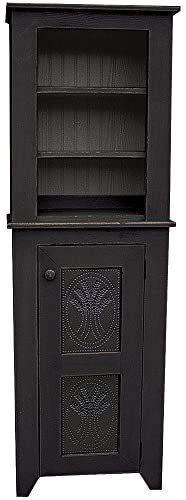 Sawdust City Solid Pine Punched Tin Hutch (Old Black)