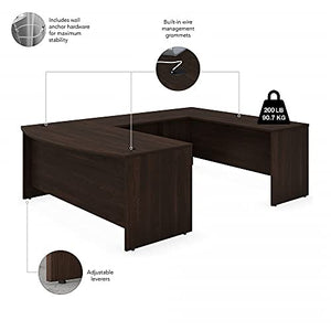 Bush Business Furniture Studio C U Shaped Desk with Mobile File Cabinet, 72W x 36D, Black Walnut