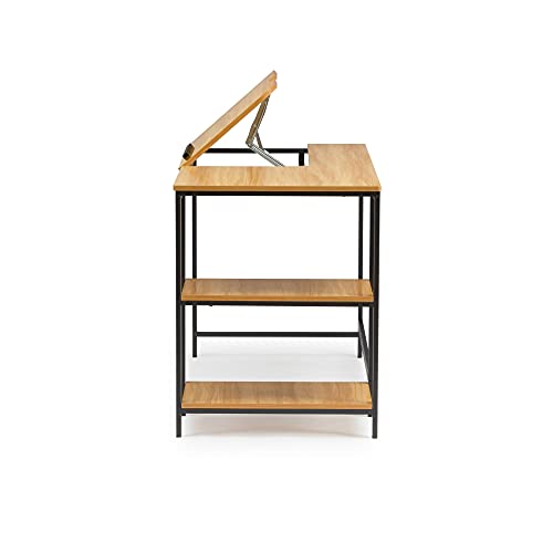 Unknown1 Multi-Function Adjustable Drafting Table Brown Modern Contemporary Rectangular Metal Wood Finish Height