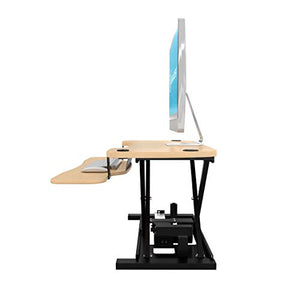 VersaDesk Power Pro USA Manufactured | Electric Height-Adjustable Desk Riser | Standing Desk Converter | Sit to Stand Desktop with Keyboard + Mouse Tray | 36" X 24" | Black Frame, Maple Body