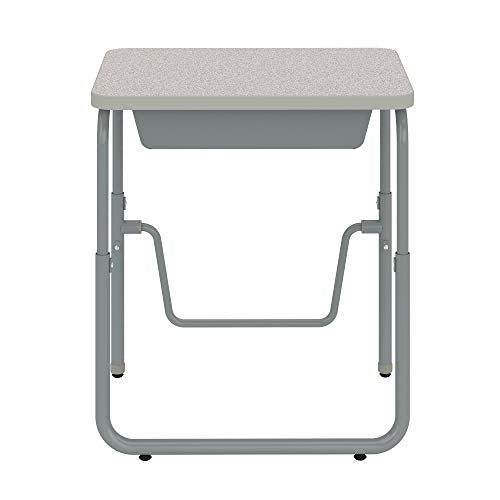 Safco AlphaBetter 2.0 Student Desk with Swinging Footrest Bar, Sit to Stand, 22"-30", Pebble Gray