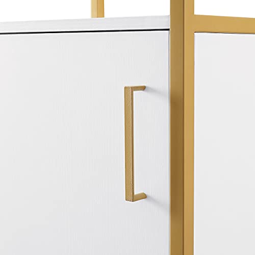 OSP HOME FURNISHINGS Designs Modern Life Contemporary Utility Table and Printer Stand with Storage Cabinet, White.