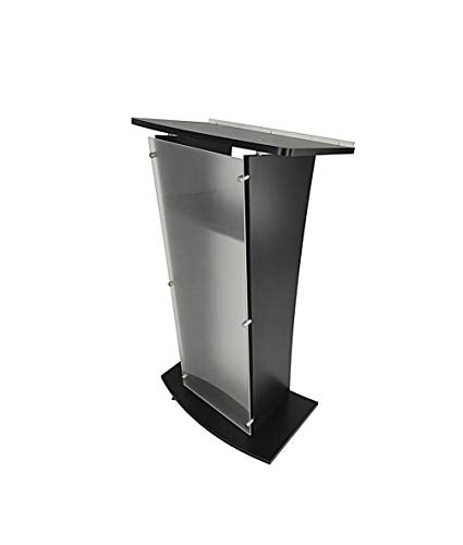 FixtureDisplays Acrylic Church Podium Pulpit with Cup Holder on Wheels