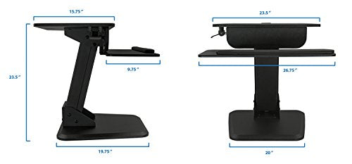 Mount-It! Sit-Stand Converter for Laptop, Desktop, Monitor, Ergonomic Free Standing Desk, Black (MI-7910)