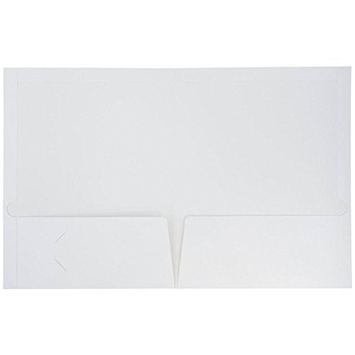 JAM PAPER Laminated Two Pocket Glossy School Folders - Letter Size - High Gloss White - Bulk 100/Box