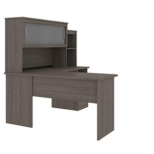 Bestar, Dayton Collection, Executive Office L-Shaped Desk with Pedestal and Hutch