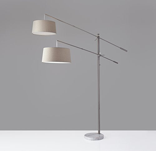 Adesso 5275-22 Manhattan Two-Arm Arc Lamp, Brushed Steel
