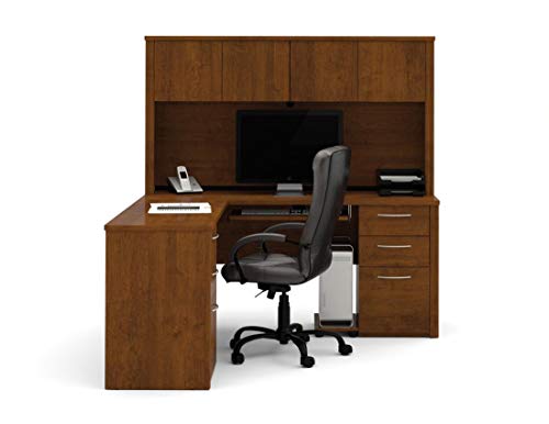 L-Shaped Desk with Two pedestals and Hutch