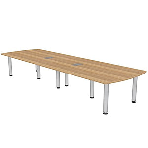 SKUTCHI DESIGNS INC. Harmony Series 12 Person Arc Rectangle Conference Table with Power and Data Units | 12Ft Table | Driftwood