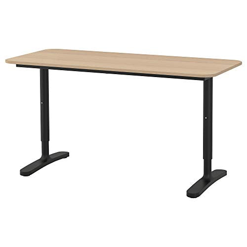ikea BEKANT Desk, white stained oak veneer, black