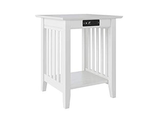 Atlantic Furniture Mission Printer Stand with Charging Station, White
