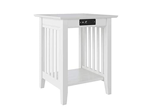 Atlantic Furniture Mission Printer Stand with Charging Station, White