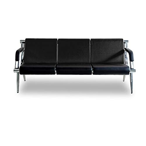 BORELAX 3PCS Office Reception Chair Set Black PU Leather