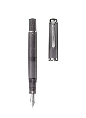 Pelikan Special Edition Tradition M205 Moonstone Fountain Pen, Medium Nib, Includes Bottle of Edelstein Moonstone Ink, Gray, 1 Set (816946)