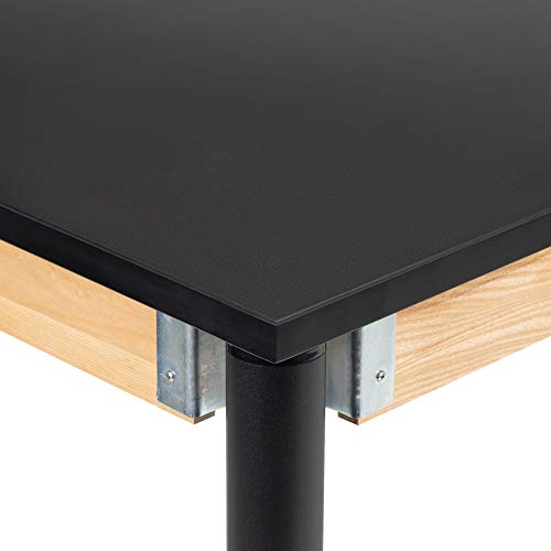 Learniture Heavy-Duty School Science Lab Table with Chemical-Resistant Top, Adjustable Height - 24" x 48" x 29" - Black
