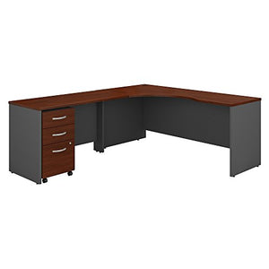 Bush Business Furniture Series C 72W Left Handed Corner Desk with 48W Return and Mobile File Cabinet in Hansen Cherry