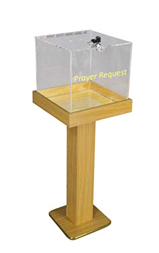 FixtureDisplays® Wood Acrylic Large Floor Standing Tithing Box Offering Box Ballot Box Church Donation Box 14300