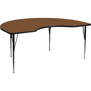 Flash Furniture 48''W x 72''L Kidney Oak HP Laminate Activity Table - Standard Height Adjustable Legs