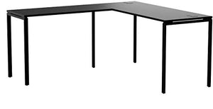 Office Star Prado Complete L-Shaped Desk With Laminate Top and Metal Legs, Black