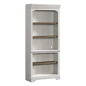 Intercon Drake Home Office Bunching Bookcase, 76" Wide, 3 Shelves, Rustic White & French Oak