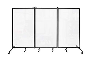 Screenflex Clear Room Divider - 3 Panel Plexiglass Wall, CRD3