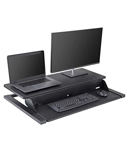 Stand Up Desk Store Power Pro Electric Adjustable Height Two Tier Standing Desk Converter (Black, 36" Wide)