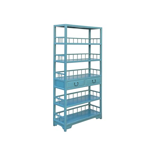 orientliving Turquoise Fountain Blue Bookcase Display Cabinet