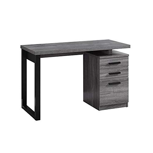 Monarch Specialties Laptop Table with Drawers for Home & Office-Contemporary Style Computer Desk, 48" L, Grey-Black Metal Leg