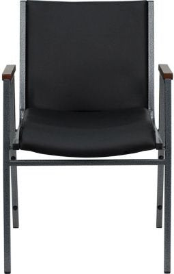 Flash Furniture Vinyl Heavy Duty Stack Chair With Arms, Black, 40/Pack