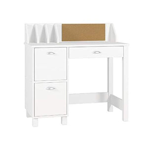 Knocbel 36in Computer Desk with 3 Storage Drawers, Built-in Bulletin Board and Dividers, Home Office Workstation Writing Table, 100lbs Weight Capacity (Pure White)