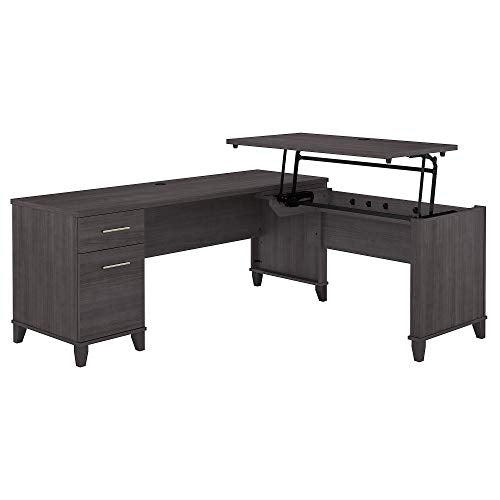 Bush Furniture Somerset 72W Sit to Stand L Shaped Desk in Storm Gray