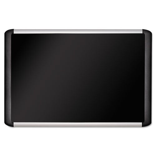 Black Fabric Bulletin Board, 48 x 96, Silver/Black
