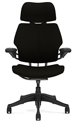 Humanscale Freedom Office Desk Chair with Headrest and Gel Seat, Graphite Frame Black Wave Fabric, Standard Casters