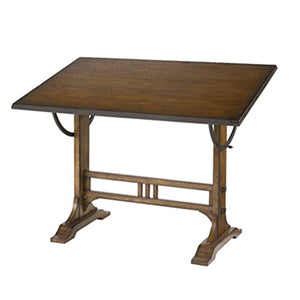 None Vintage Solid Pine Wood Drafting Table with Adjustable Angle - 135x85x96cm