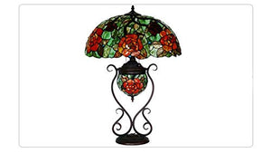 Xihe Tiffany Antique Table Lamp 18" Retro Color Glass Bedroom Living Room Lamp