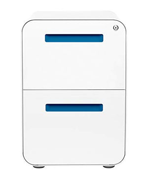 Laura Davidson Furniture Stockpile 2 Drawer Mobile File Cabinet with Lock - White/Blue