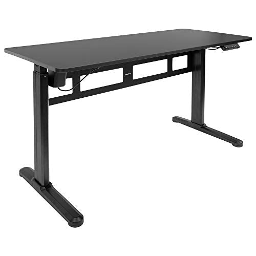 MOUNT-IT! Electric Standing Desk With Tabletop [55.1" x 23.6"] | Motorized Sit Stand Desk With Memory Control Panel, Height Adjustable Powered Desks for Home and Office, Leveling Feet (Black)