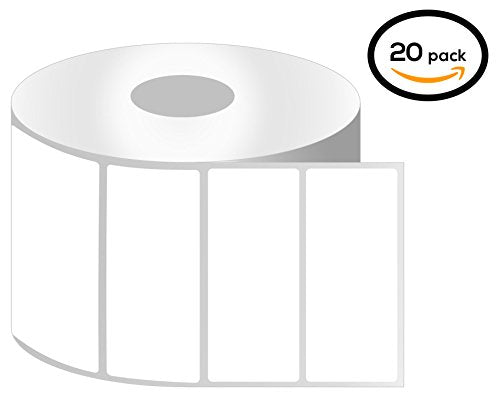 OfficeSmart Labels ZT1300100-3 x 1 Inch Ribbon Required Thermal Transfer Labels, Compatible with Zebra Printers (20 Rolls, White, 1300 Labels Per Roll, 1 inch Core)