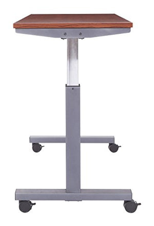 OSP Furniture PHAT2460C7 Pneumatic Height Adjustable Table, Cherry Top with Titanium Base