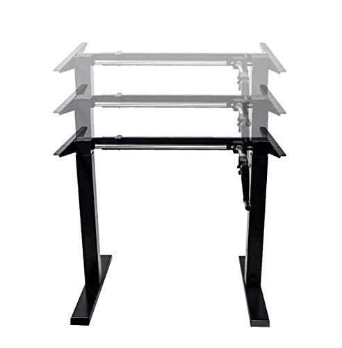 ErgoMax Height Adjustable Crank Desk Frame, Tabletop Not Included, 45 Inch Max, Black