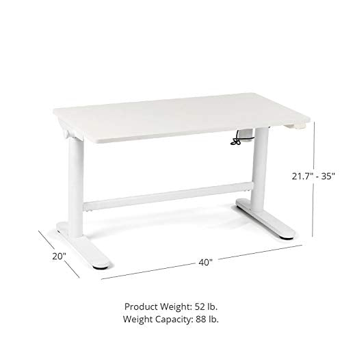 Titan Fitness Adjustable 21.7" - 35" Youth Electronic Desk, 40" x 20" Sit Stand Desk Home Office Workstation, White