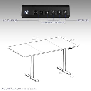 VIVO Electric Height Adjustable Stand Up Desk, White, 71 x 30 inch, Dual Motor Frame, Preset Controller - E2B Series