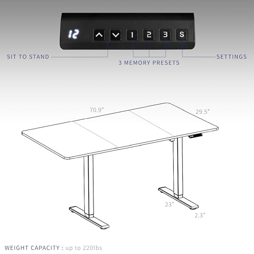 VIVO Electric Height Adjustable Stand Up Desk, White, 71 x 30 inch, Dual Motor Frame, E2B Series
