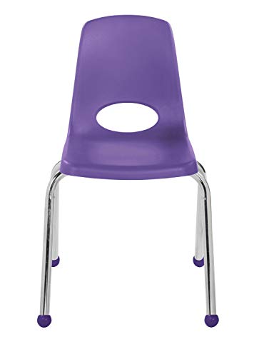 Factory Direct Partners FDP 16" School Stack Chair, Stacking Student Chairs with Chromed Steel Legs and Ball Glides - Purple (6-Pack), 10367-PU