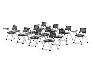 TEAMtime 11 Person Flip Table Student Chair Set - Model 2054, Black Color, Foldable for Compact Storage