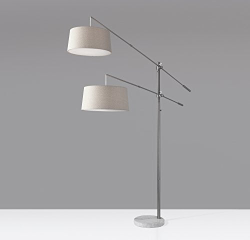 Adesso 5275-22 Manhattan Two-Arm Arc Lamp, Brushed Steel