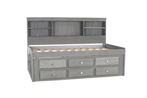 Birsppy Twin Bookcase Daybed with 6 Drawers - Charcoal